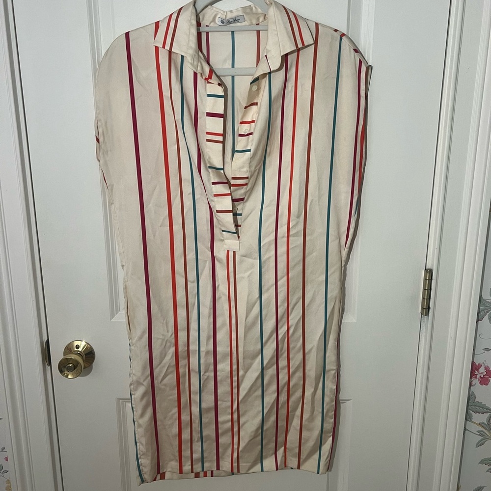 LORO PIANA striped silk & cotton beach cover / shift dress !!